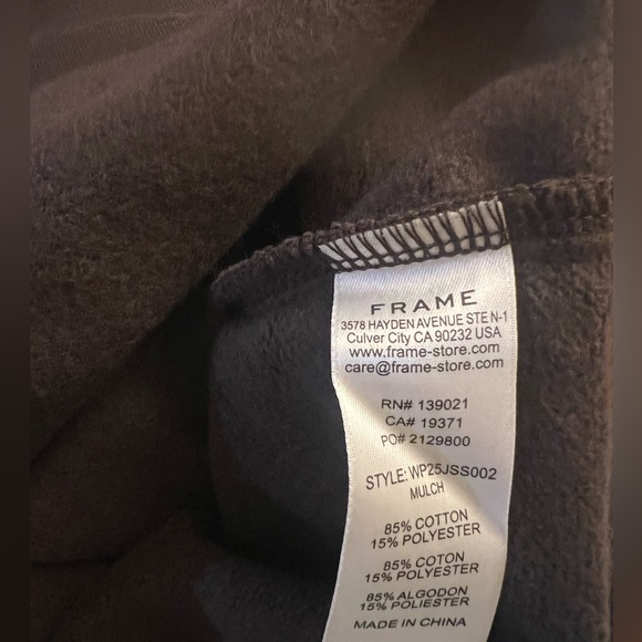 NWT $248 Frame Denim Dark Brown Travel Crew Sweatshirt Size XS - Picture 10 of 12